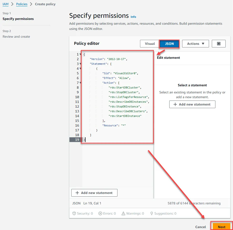 Input JSON Policy