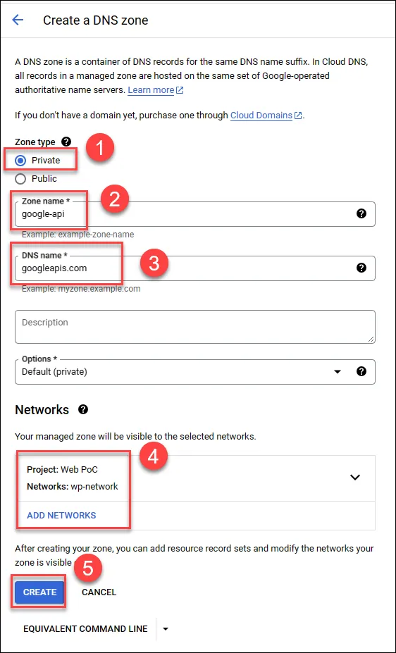 Configuring the Private Zone