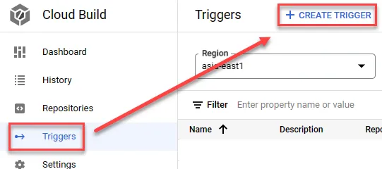 在 CloudBuild 中建立新的 Trigger