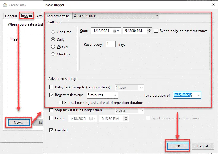 Creating trigger conditions