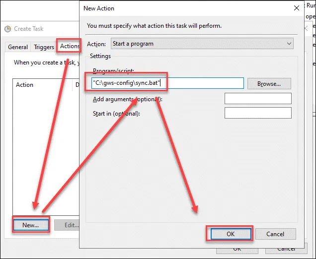Adding startup script with quotation marks