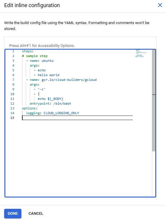 設定 inline config