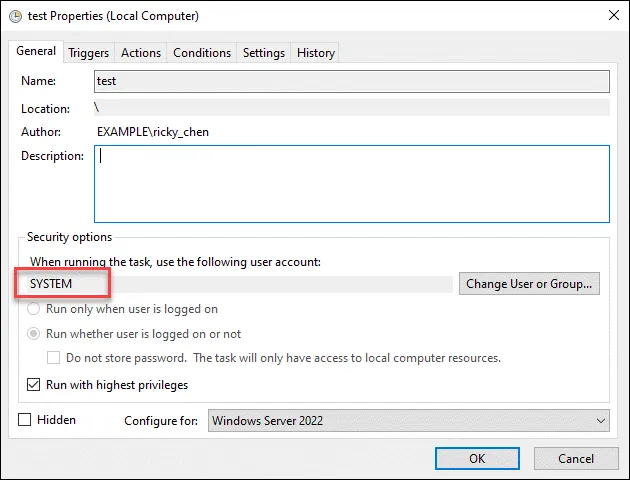 Testing execution with different user accounts