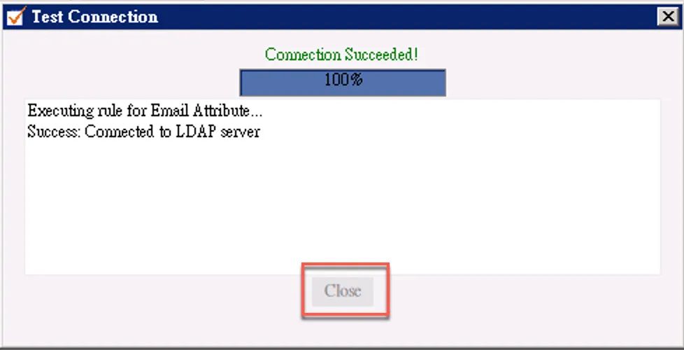 Successful LDAP connection test