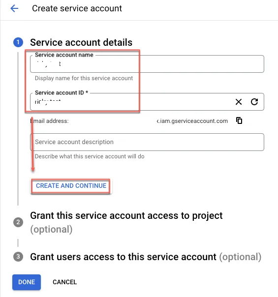 設定service account