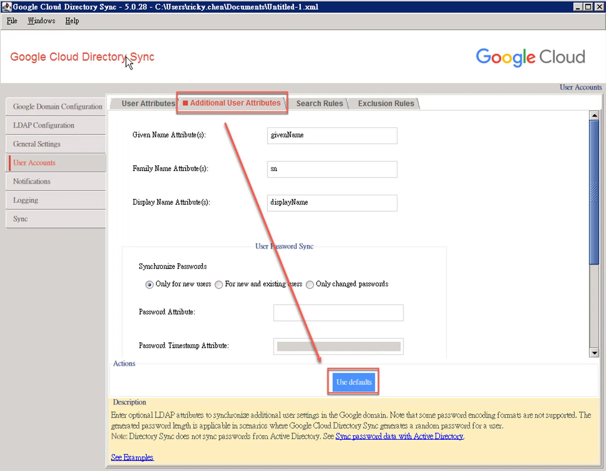 Setting Additional User Attributes