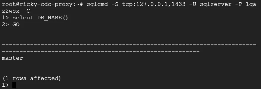 Example output of database query