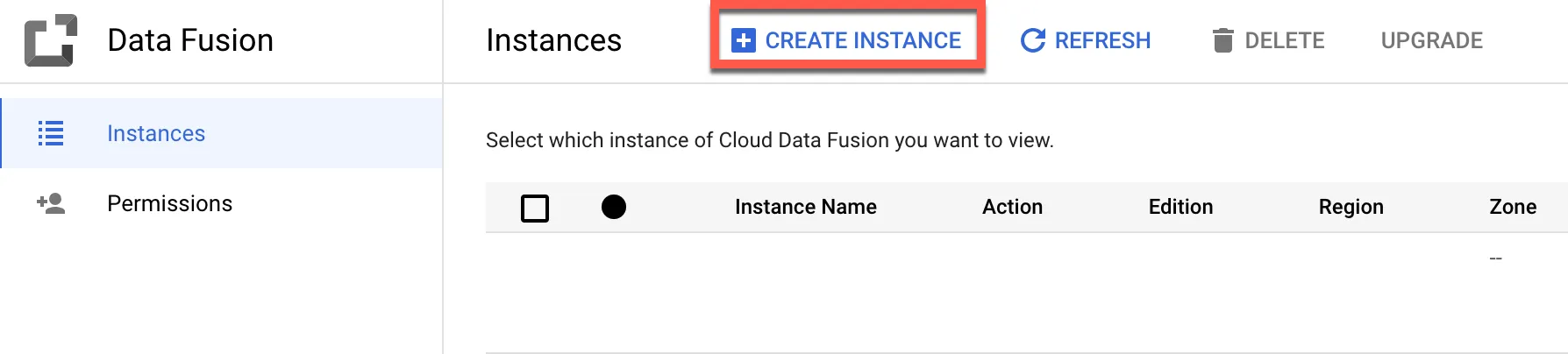Creating Cloud Data Fusion instance