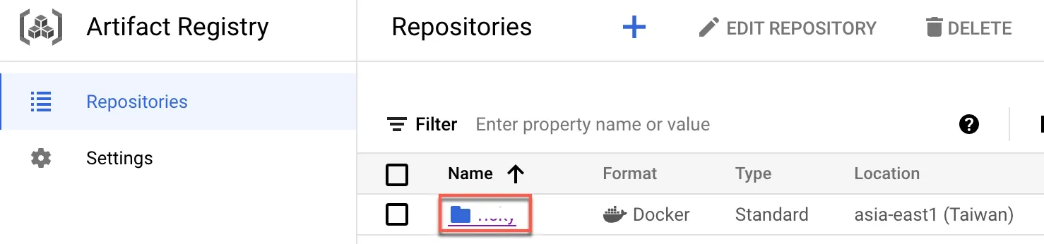 點選 Artifacts repo