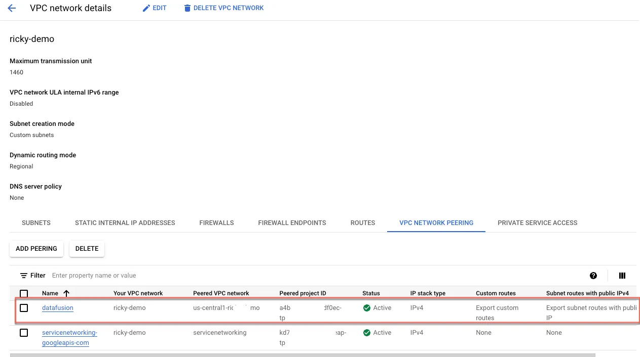 PEERING created successfully