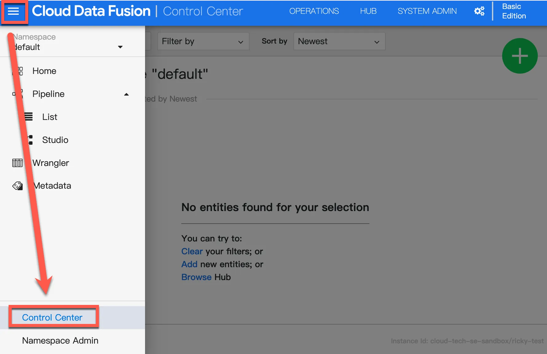 Accessing Control Center