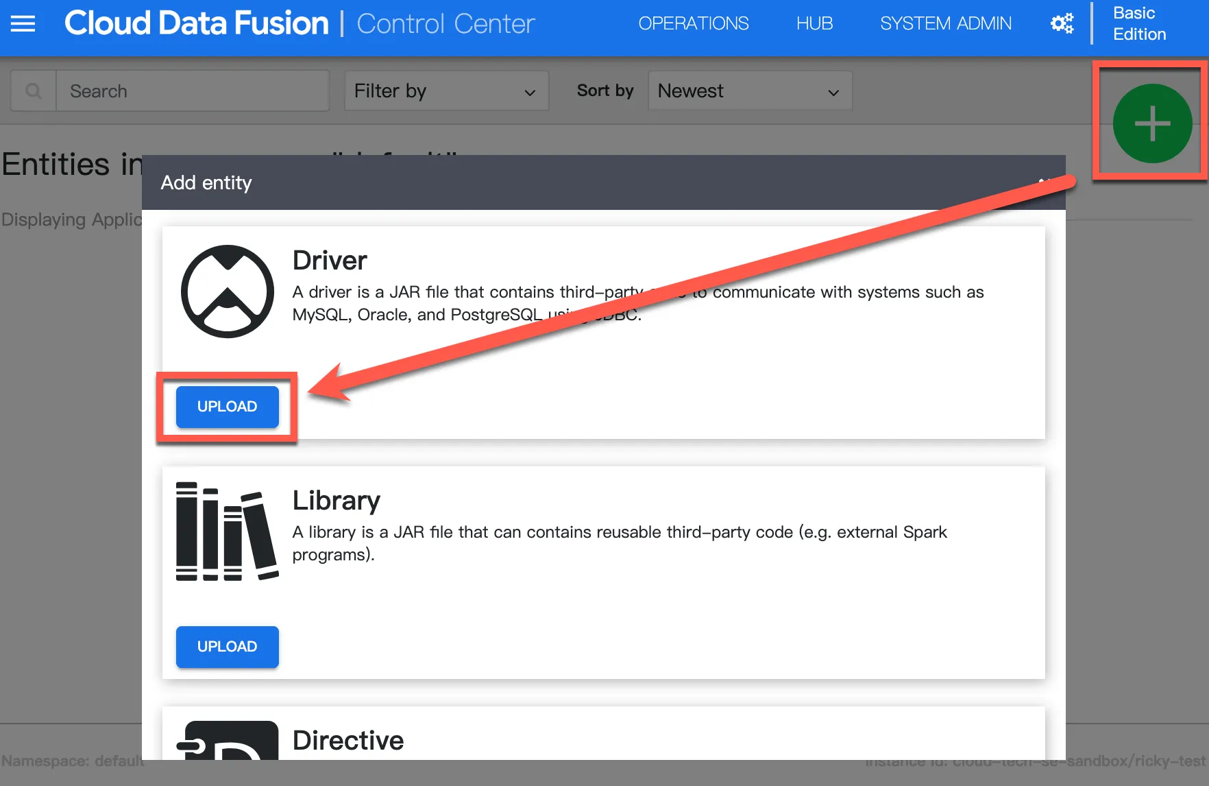 Uploading JDBC driver