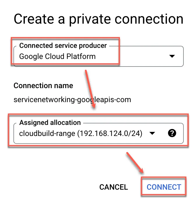 建立private connection