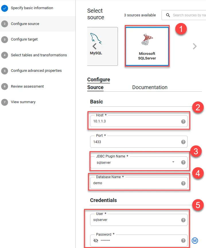 Configuring SQL Server connection details