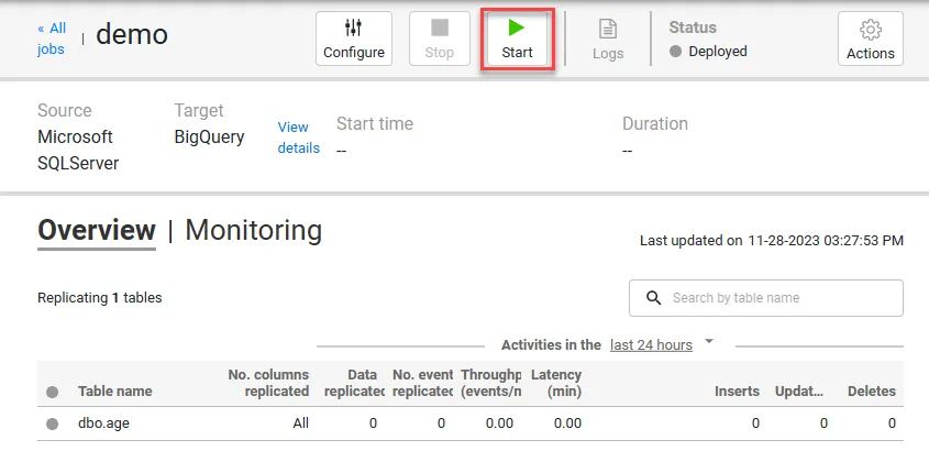 Starting the replication process
