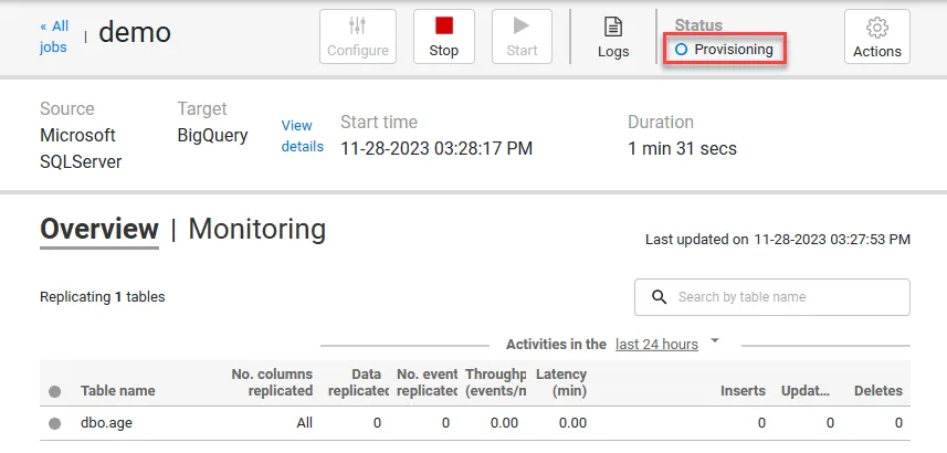 Replication job starting