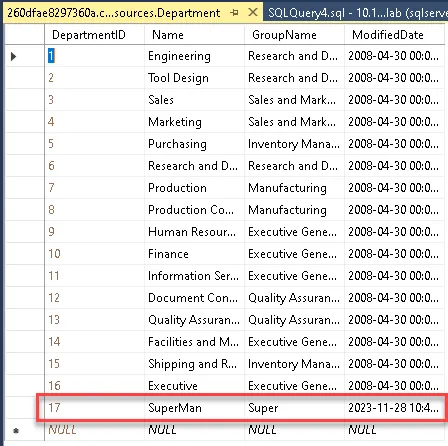 Adding data in SSMS database