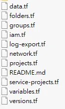 Terraform 設置文件列表